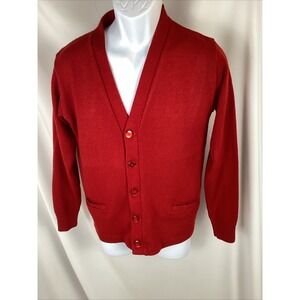 A+ School Red Apparel V-Neck Long Sleeve Cardigan Sweater‎ Youth XL
